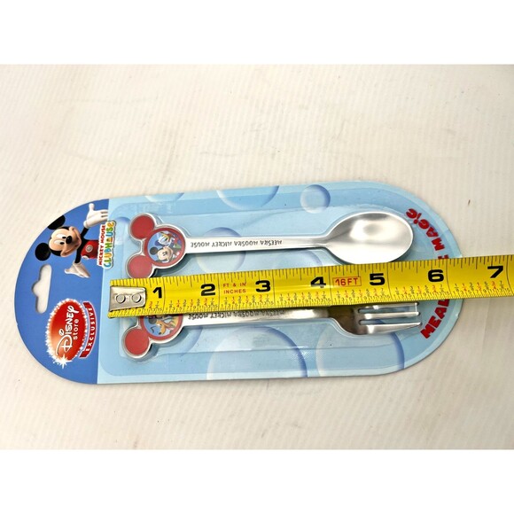 NOS Disney Store Mickey Mouse Clubhouse Fork Spoon Set Toddler Kids Minnie Pluto - Picture 3 of 5